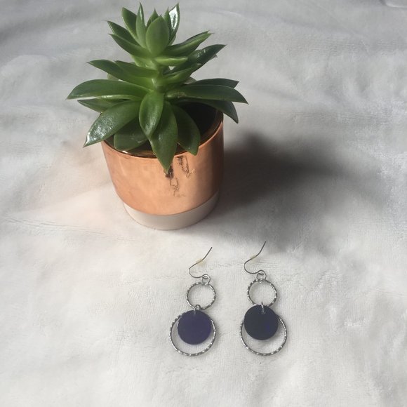 Purple and Silver Hanging Earrings - Picture 2 of 2